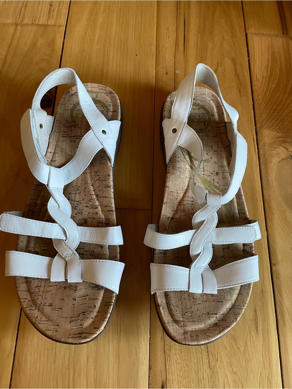 Abeo White Braided-Strap Cork Footbed Women's Sandals